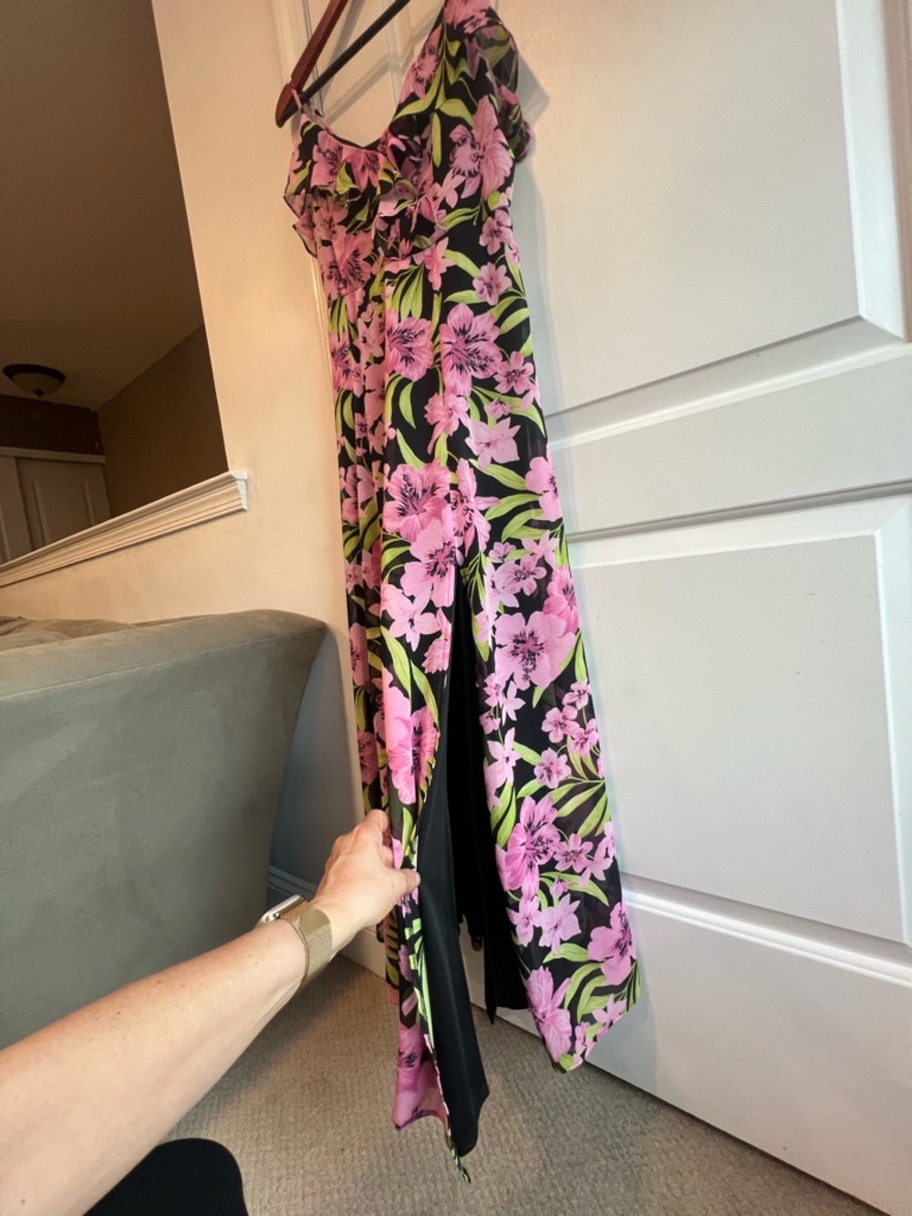 Bar III Maxi Dress with Pink Floral Print szM - Picture 14 of 15